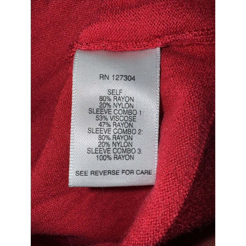 JOHN MARK Red Lightweight Sweater NWT with Patterned L/Sl Elastic Sleeves - Picture 10 of 11